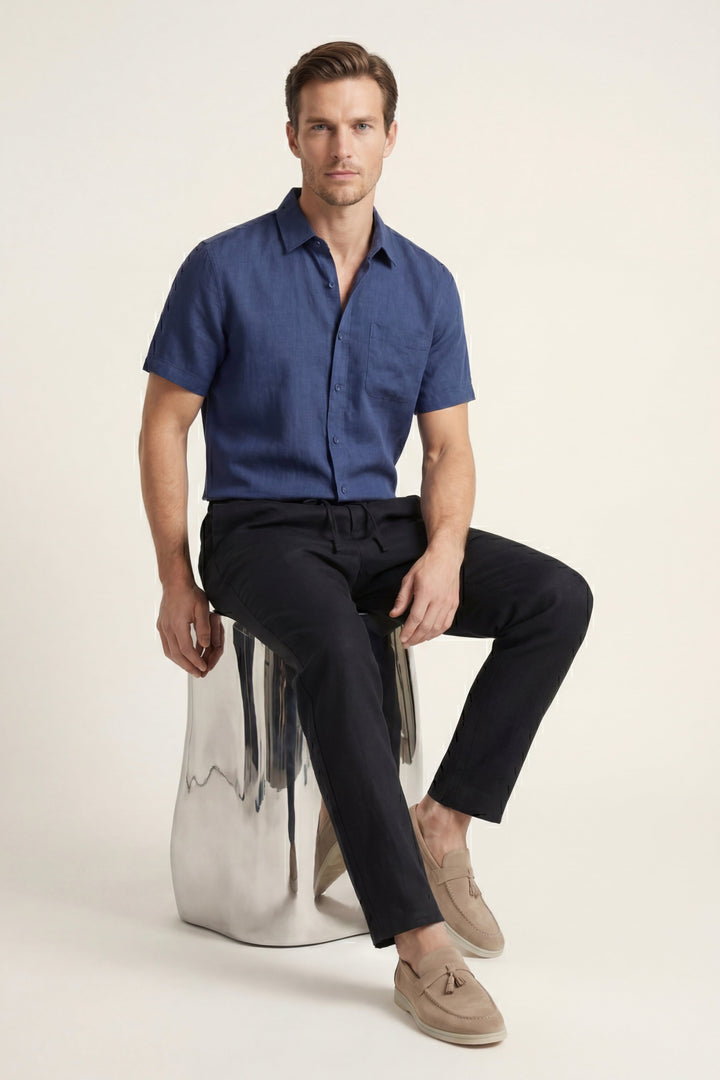 Trento Linen Set Blue/Black