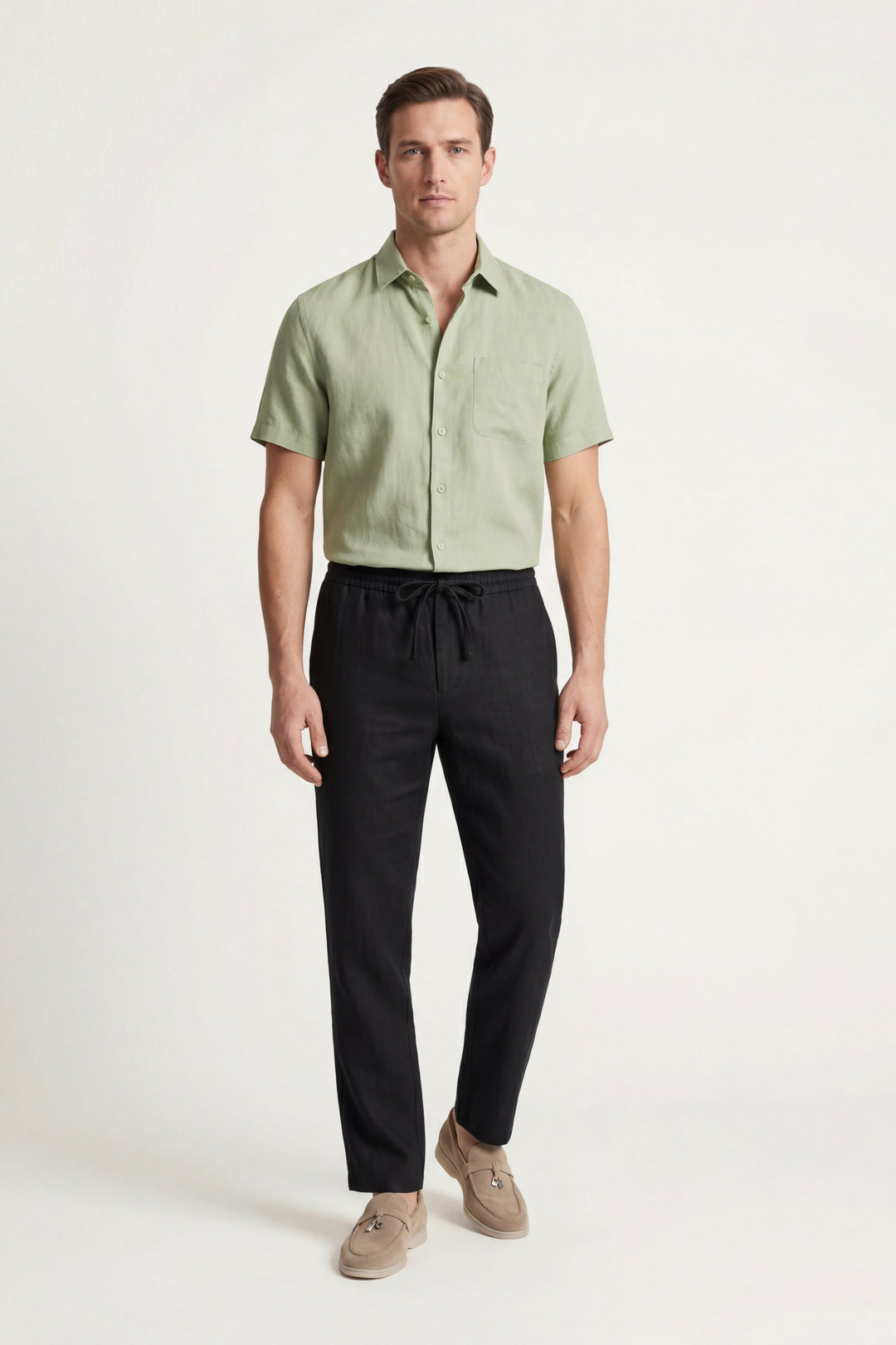 Trento Linen Set Mint Green/Black