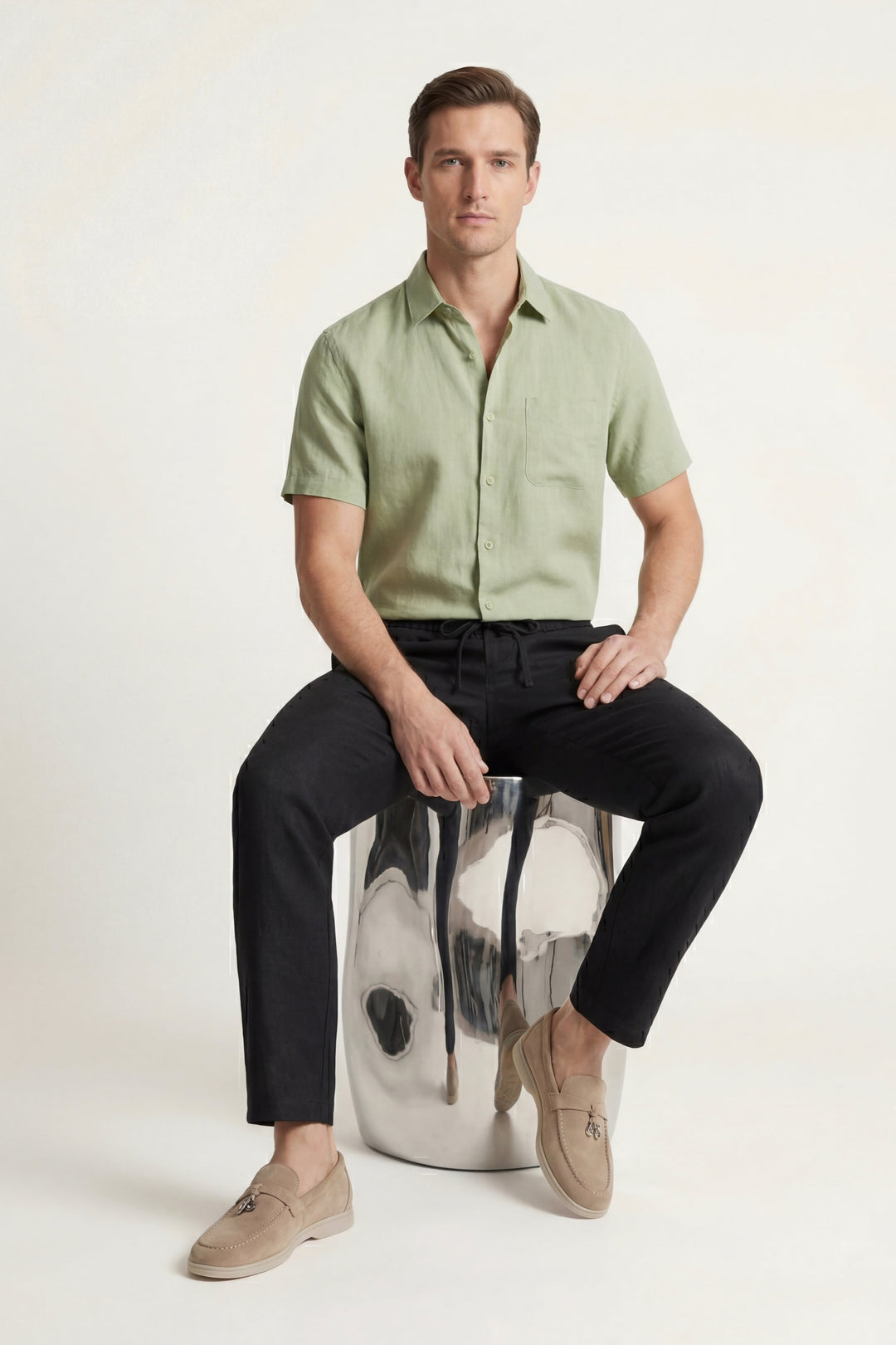 Trento Linen Set Mint Green/Black