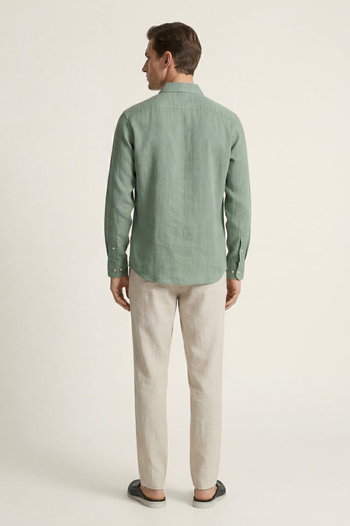 Pisa Linen Set Long Sleeve Green/Beige
