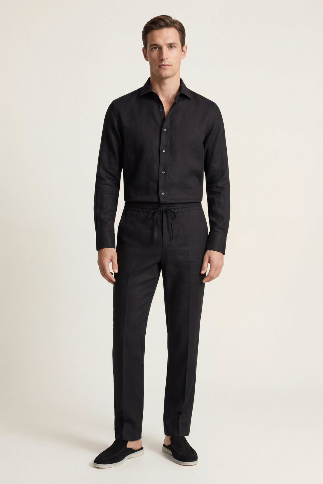 Pisa Linen Set Long Sleeve Black/Black