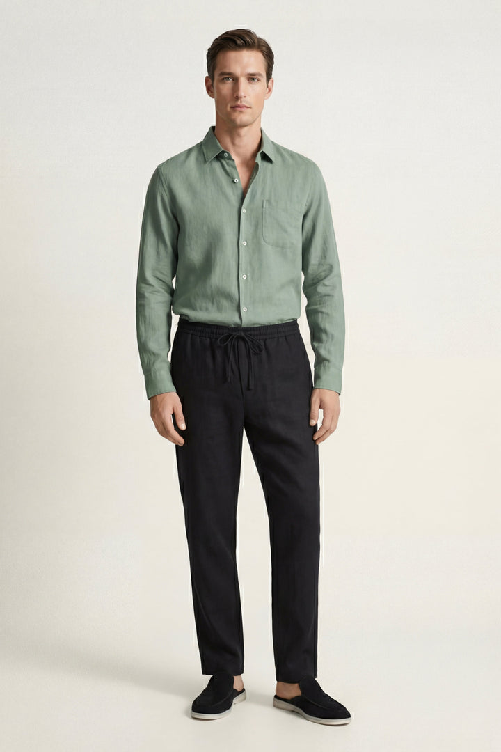 Pisa Linen Set Long Sleeve Green/Black