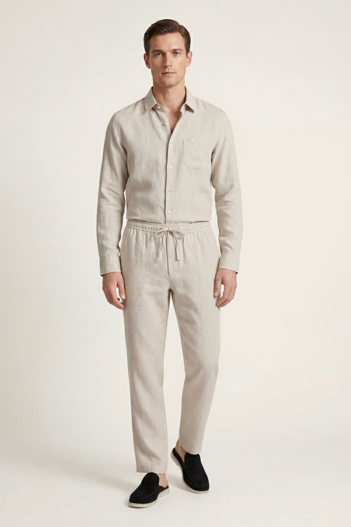 Pisa Linen Set Long Sleeve Beige/Beige