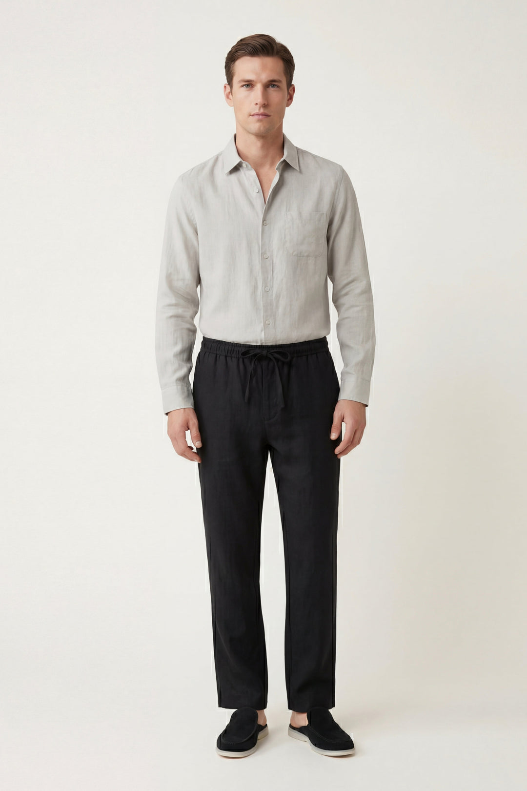 Pisa Linen Set Long Sleeve Beige/Black