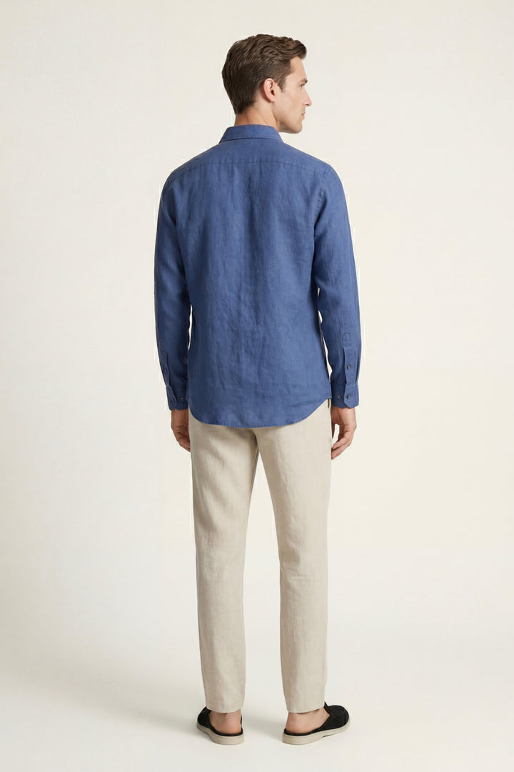 Pisa Linen Set Long Sleeve Blue/Beige