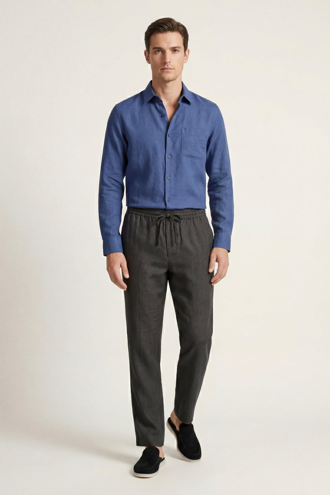 Pisa Linen Set Long Sleeve Blue/Black
