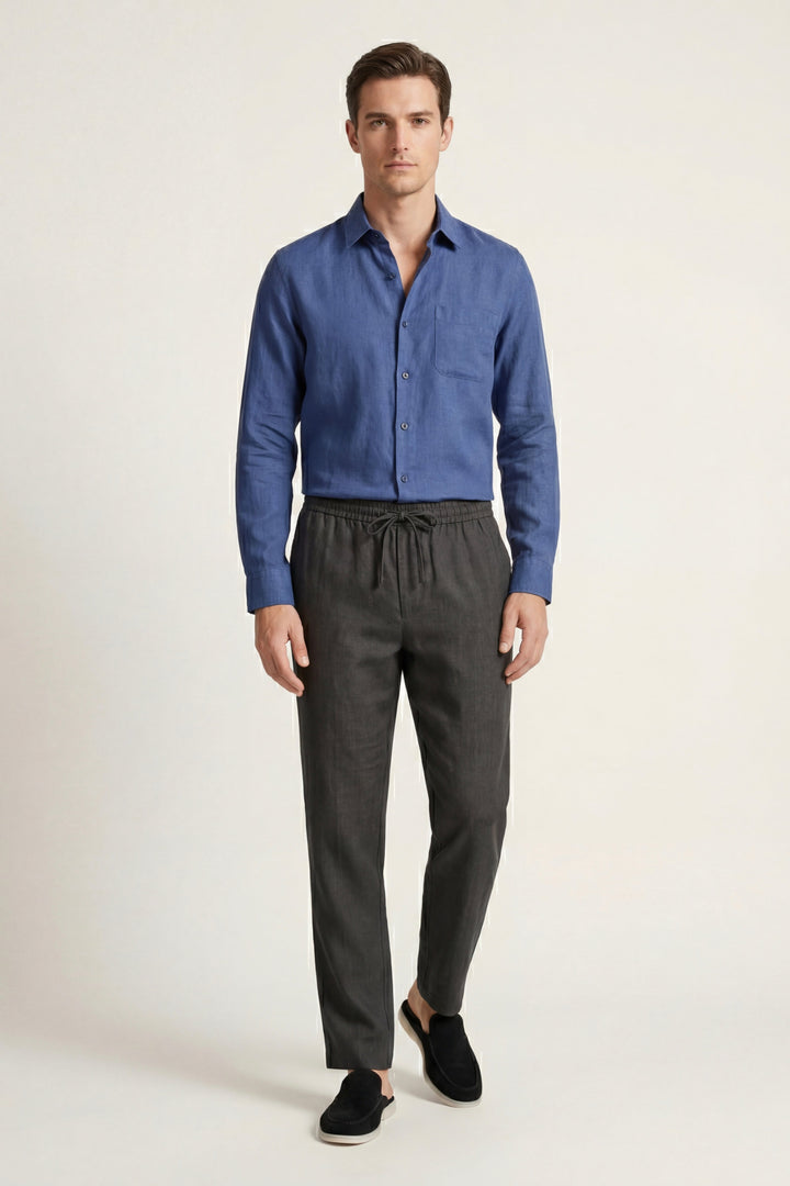 Pisa Linen Set Long Sleeve Blue/Black