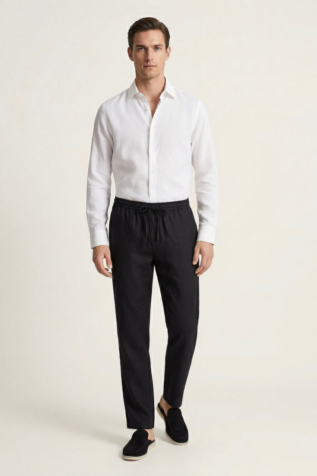 Pisa Linen Set Long Sleeve White/Black