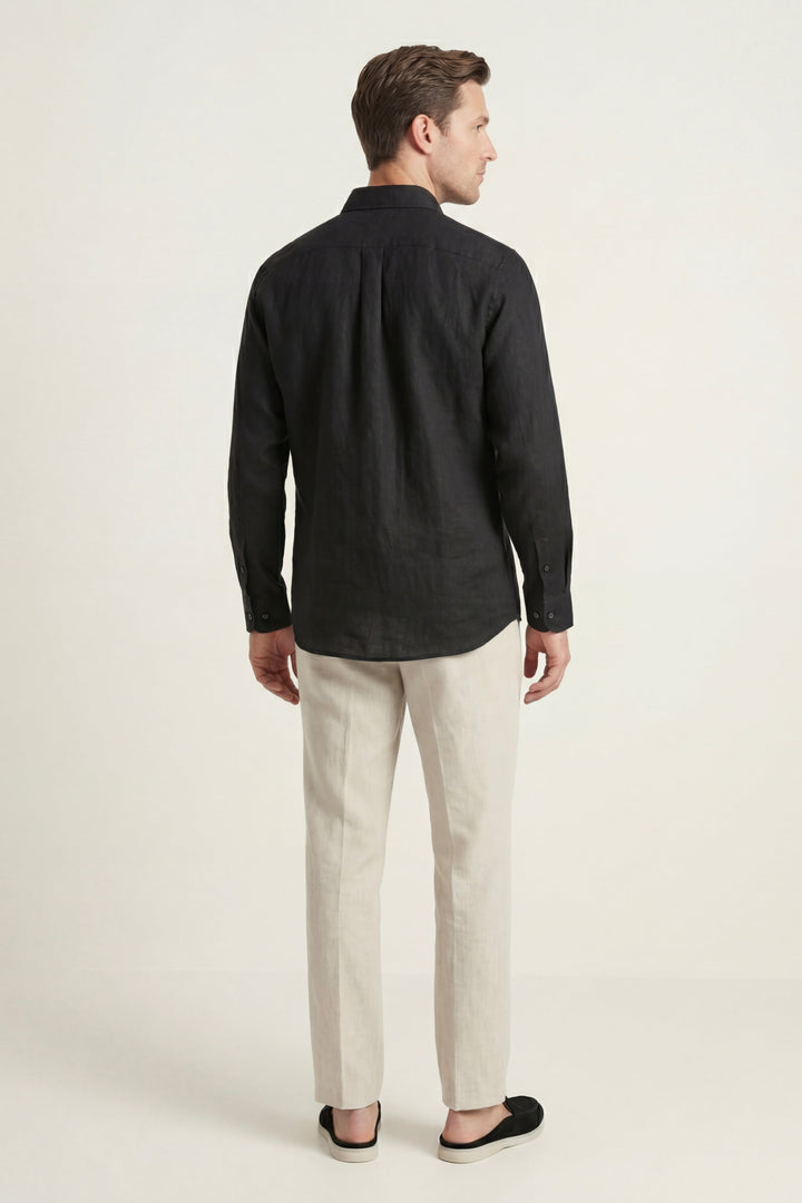 Pisa Linen Set Long Sleeve Black/Beige