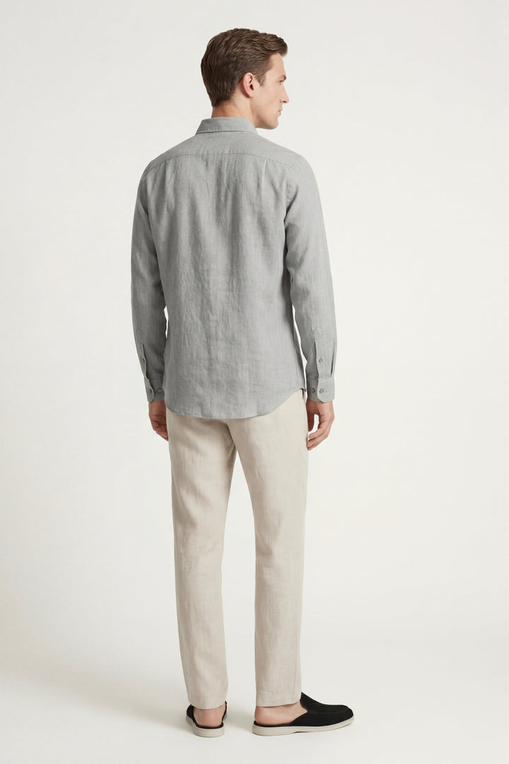 Pisa Linen Set Long Sleeve Grey/Beige