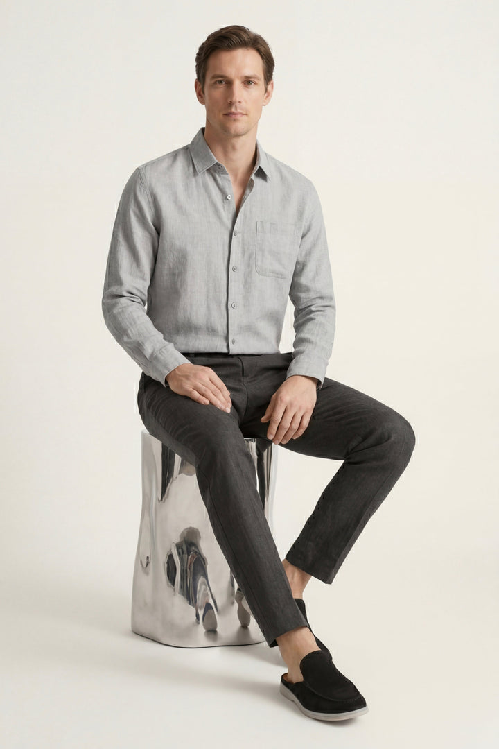 Pisa Linen Set Long Sleeve Grey/Black