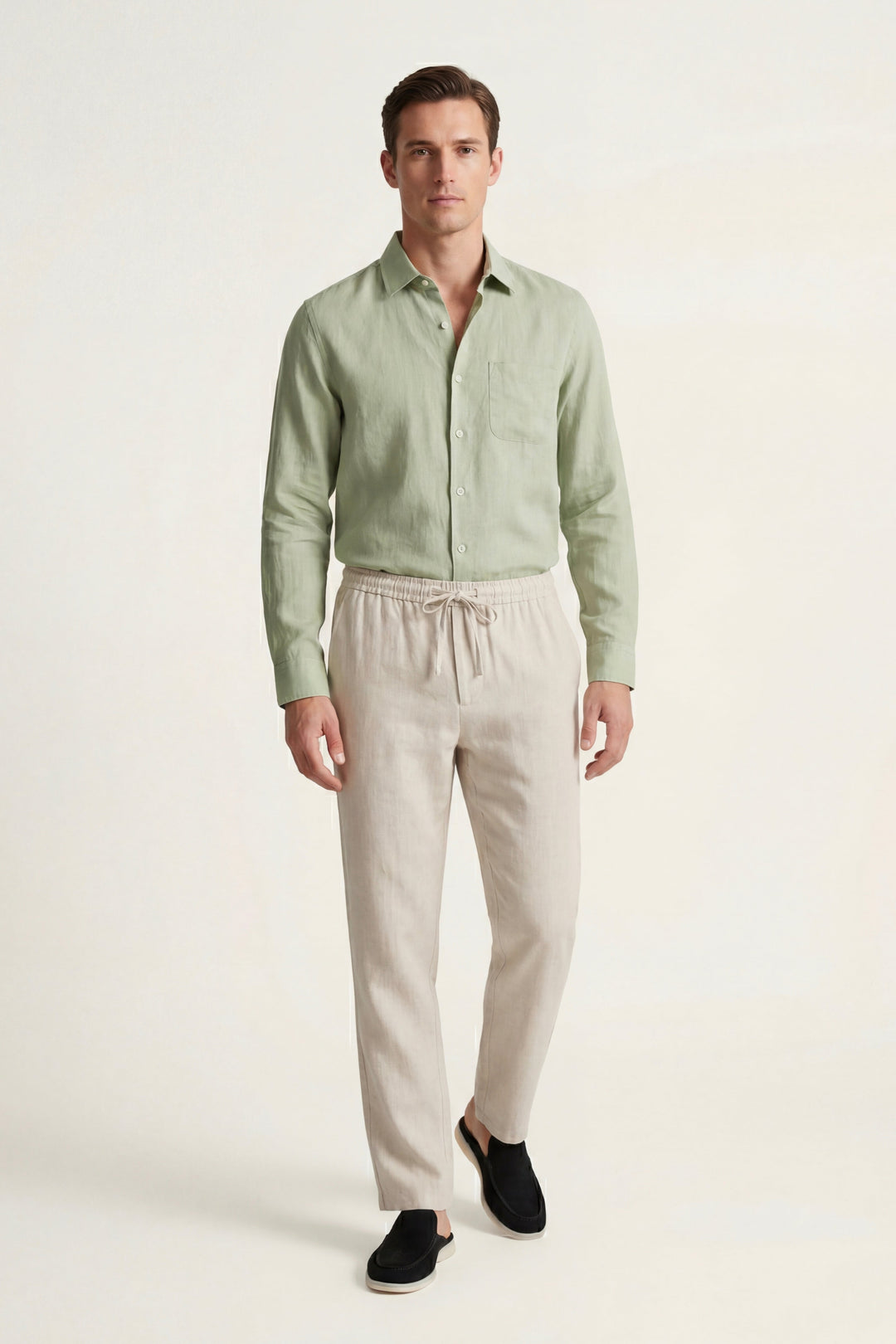 Pisa Linen Set Long Sleeve Mint Green/Beige