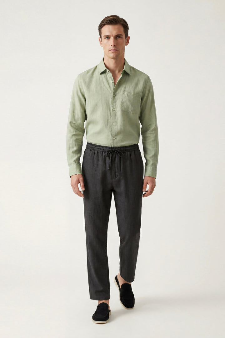 Pisa Linen Set Long Sleeve Mint Green/Black