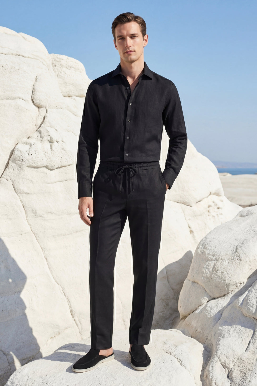 Pisa Linen Set Long Sleeve Black/Black