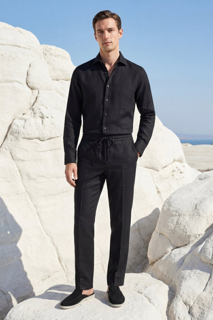 Pisa Linen Set Long Sleeve Black/Black