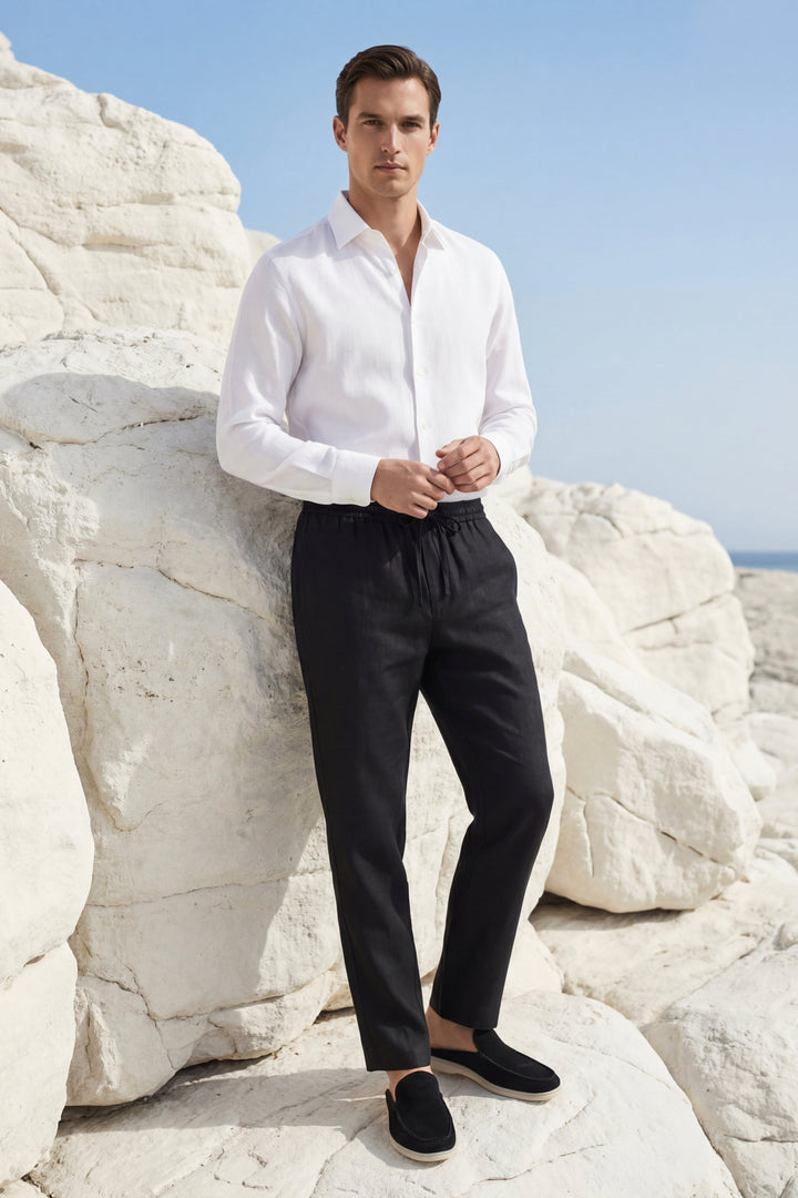 Pisa Linen Set Long Sleeve White/Black