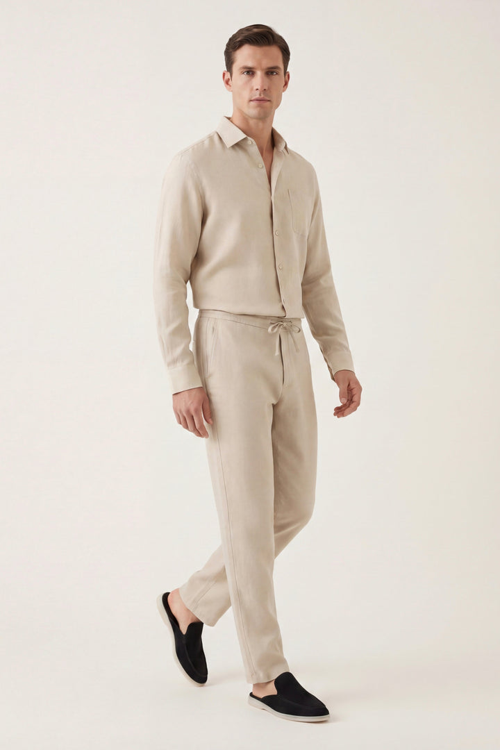 Bellagio Linen Set Long Sleeve Beige