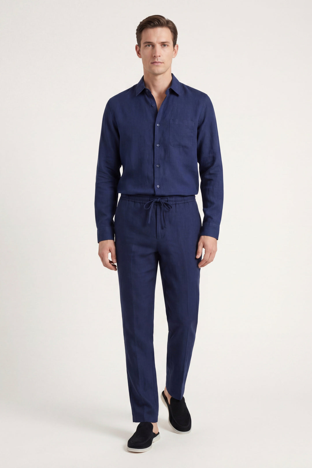 Bellagio Linen Set Long Sleeve Navy