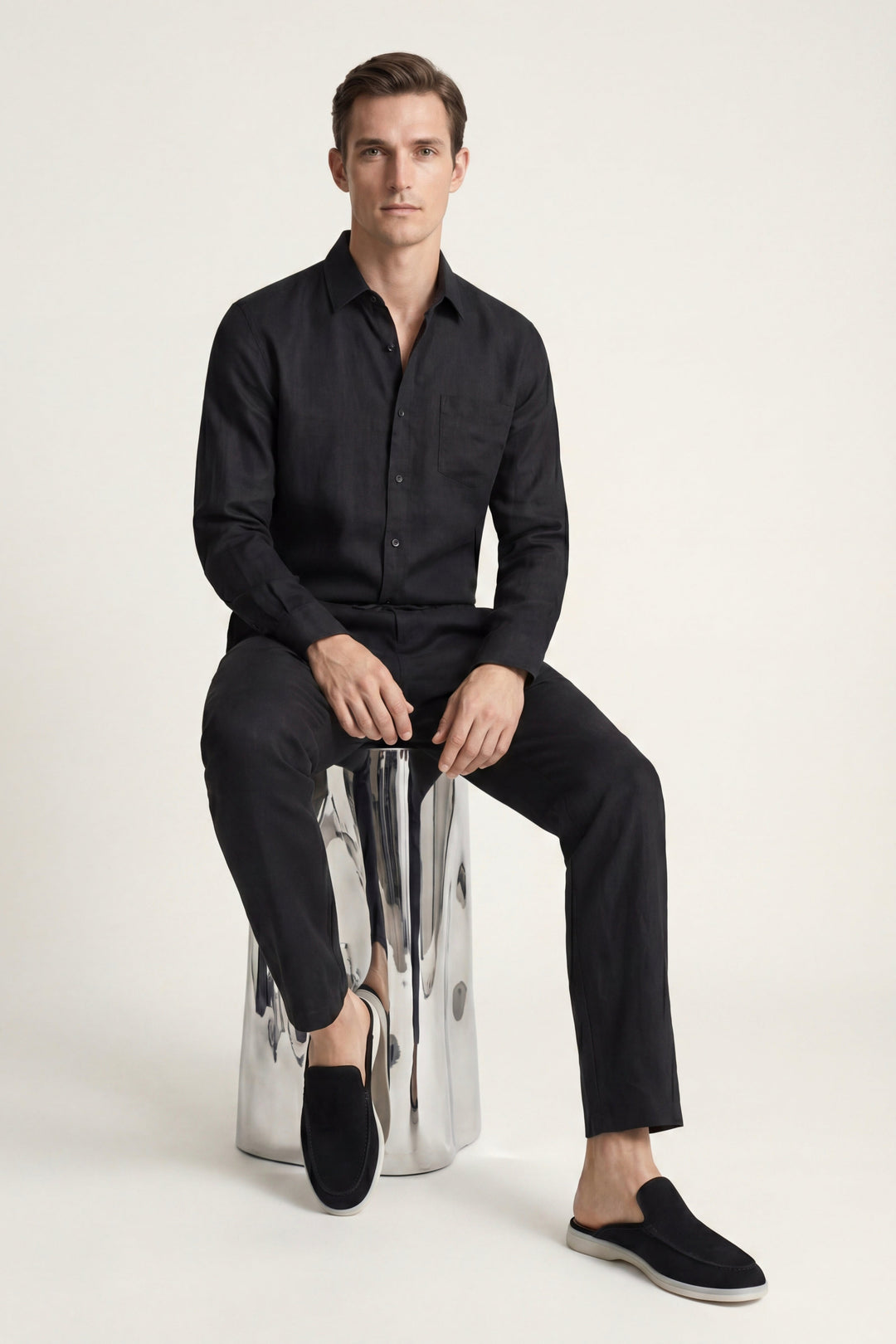 Bellagio Linen Set Long Sleeve Black