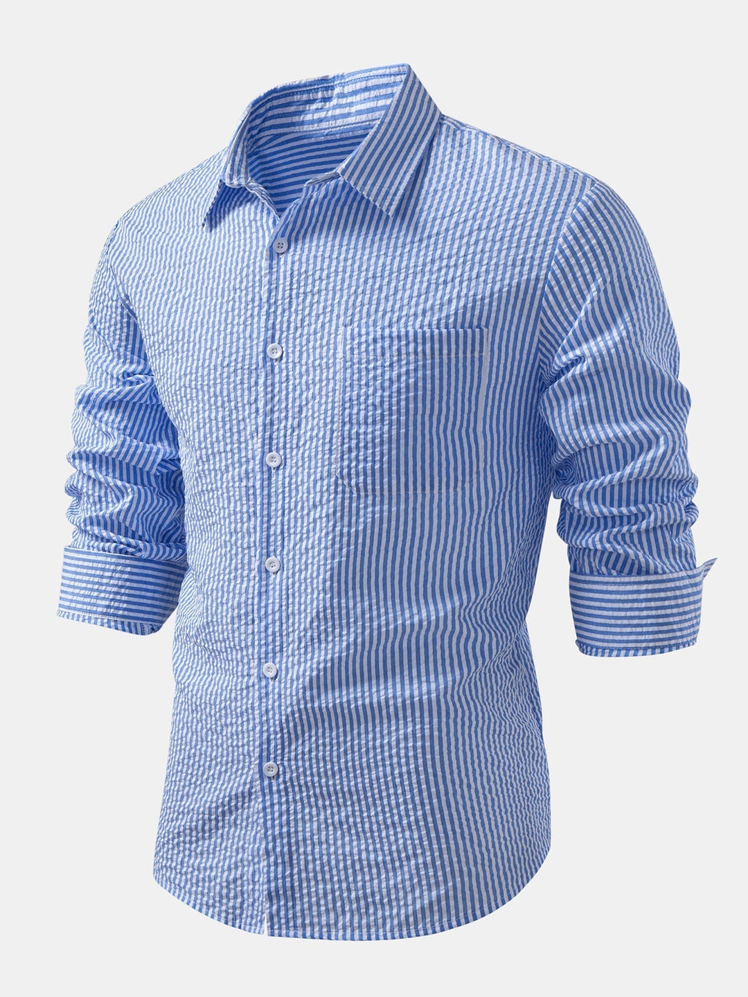 Striped Button-Up Seersucker Shirt