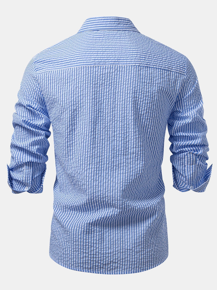 Striped Button-Up Seersucker Shirt