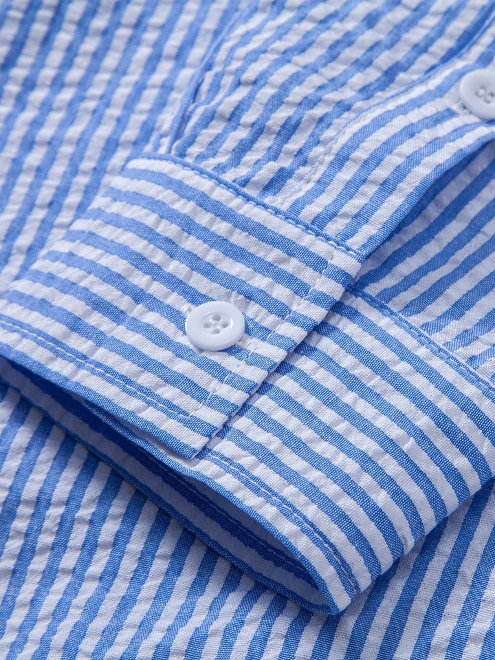 Striped Button-Up Seersucker Shirt