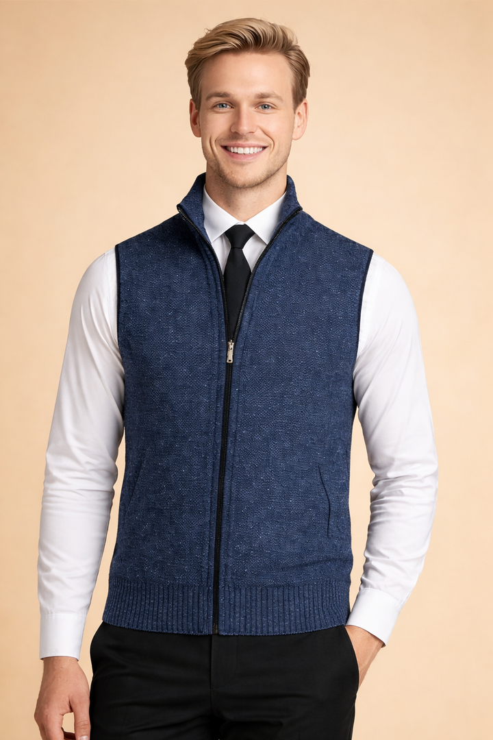 Luca Moretti | Refined Knit Zip Bodywarmer For Men