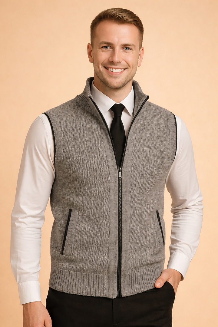 Luca Moretti | Refined Knit Zip Bodywarmer For Men