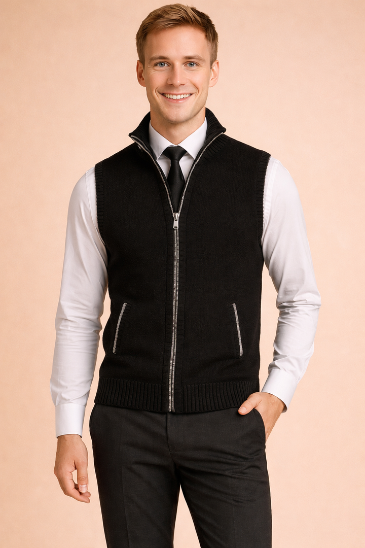 Luca Moretti | Refined Knit Zip Bodywarmer For Men