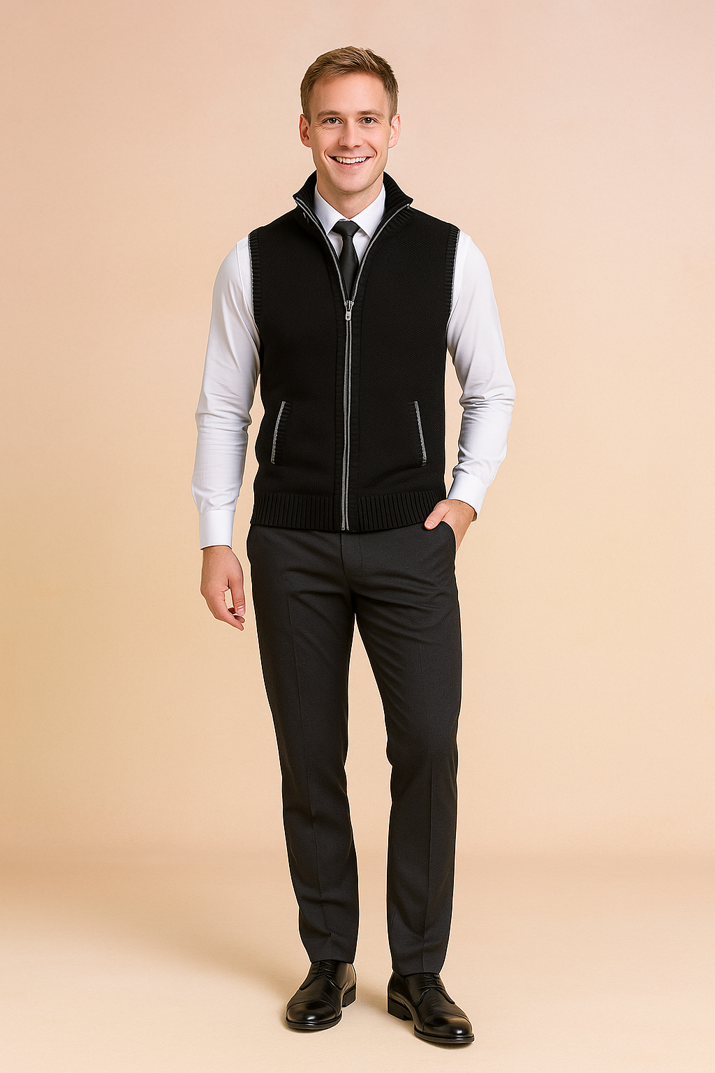 Luca Moretti | Refined Knit Zip Bodywarmer For Men