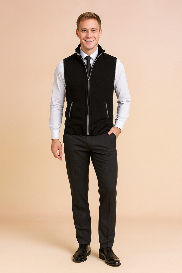 Luca Moretti | Refined Knit Zip Bodywarmer For Men