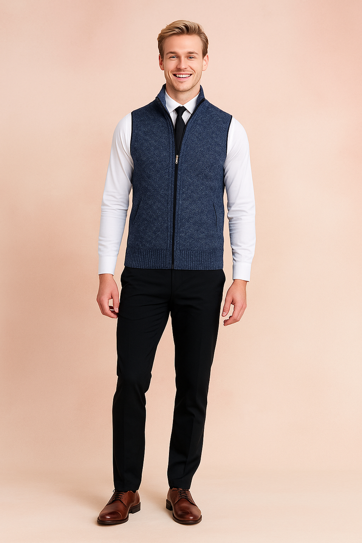 Luca Moretti | Refined Knit Zip Bodywarmer For Men