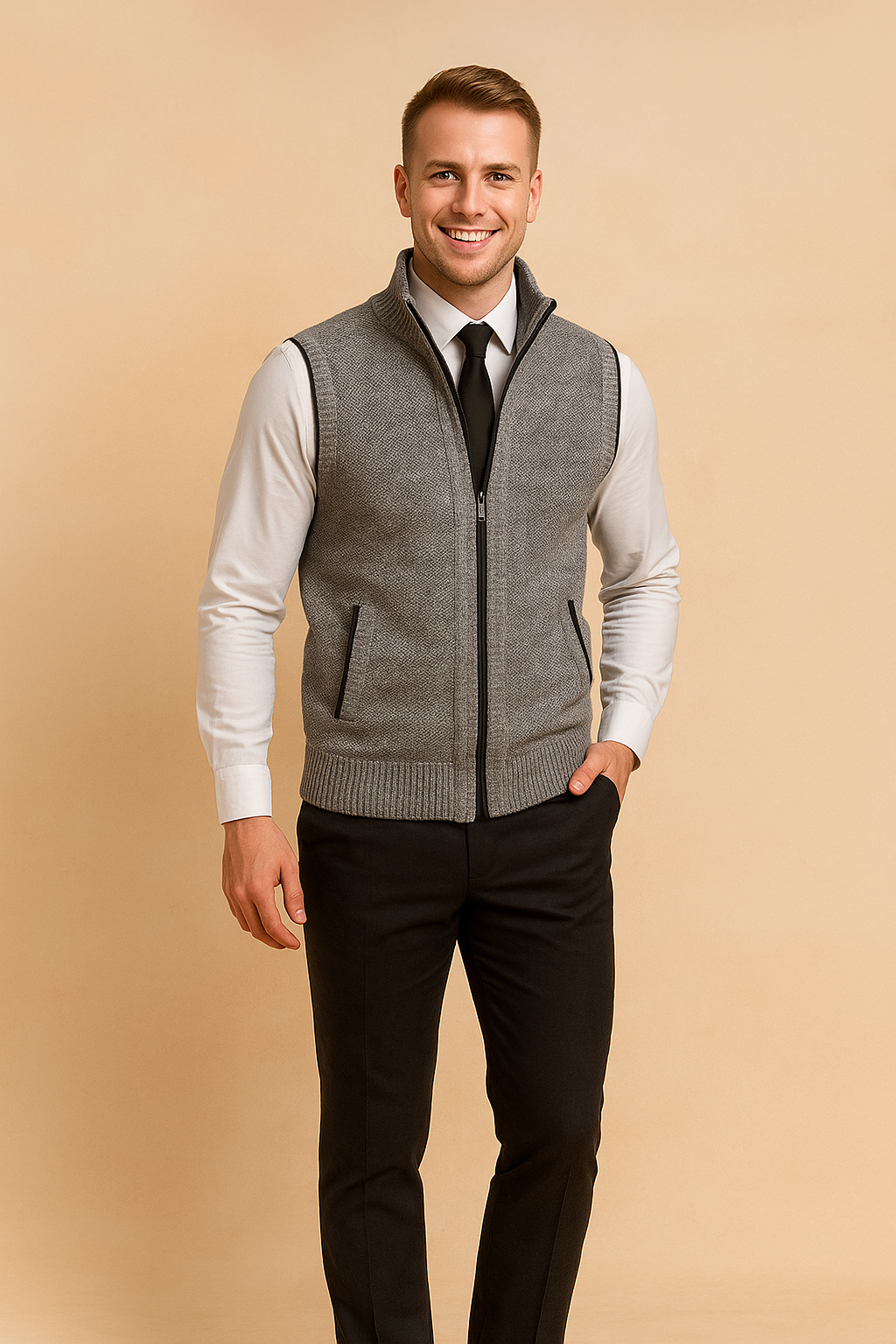 Luca Moretti | Refined Knit Zip Bodywarmer For Men