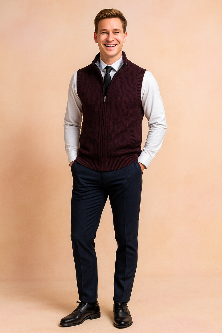 Luca Moretti | Refined Knit Zip Bodywarmer For Men
