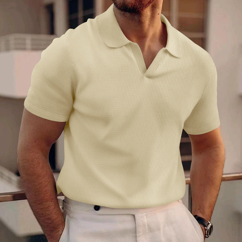 Luca Moretti | Classic Ribbed Polo Shirt with Refined Texture For Men