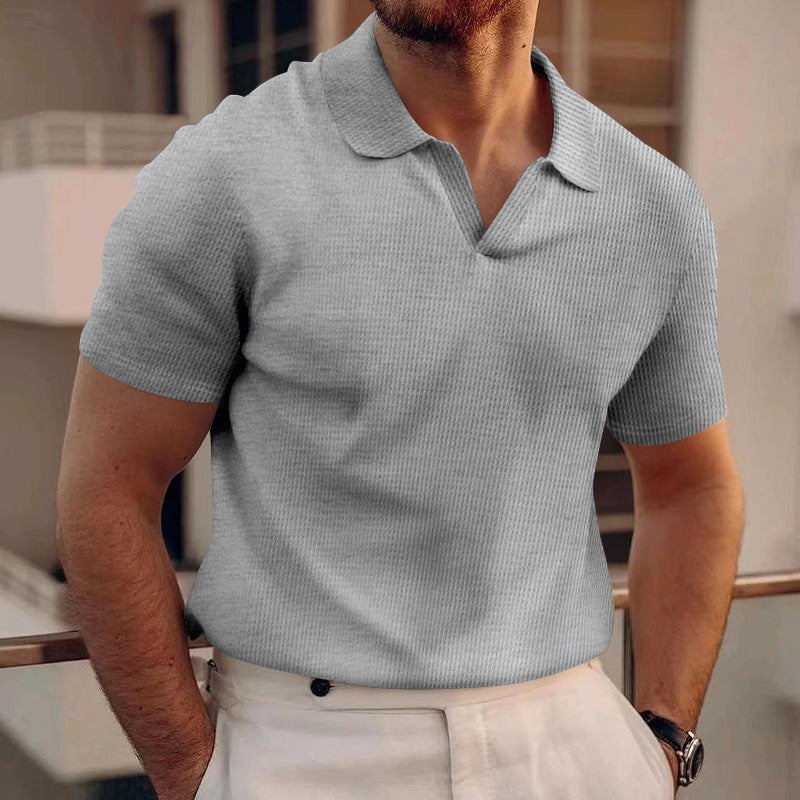 Luca Moretti | Classic Ribbed Polo Shirt with Refined Texture For Men
