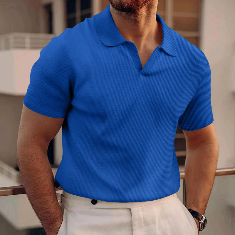 Luca Moretti | Classic Ribbed Polo Shirt with Refined Texture For Men