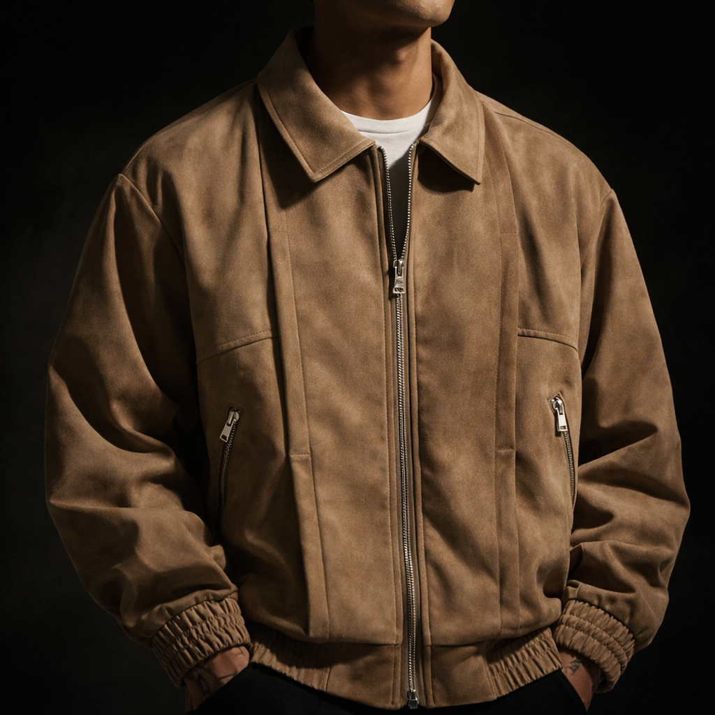 Men's Oversized Suede Bomber Jacket — Winter Fashion Australia