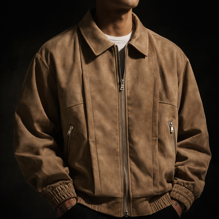 Men's Oversized Suede Bomber Jacket — Winter Fashion Australia