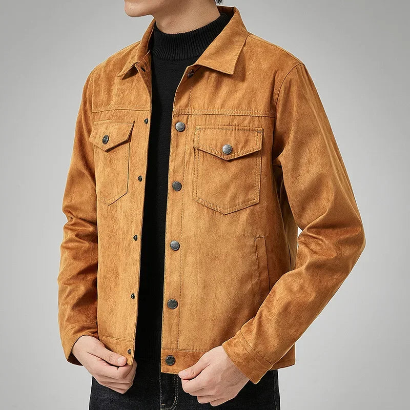 Men's Suede Trucker Jacket — Autumn Casual Outerwear