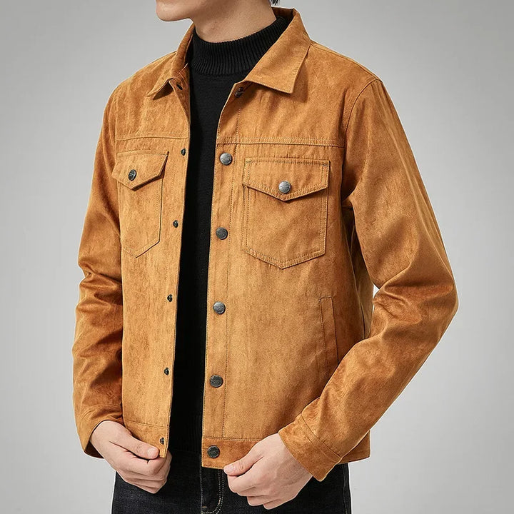 Men's Suede Trucker Jacket — Autumn Casual Outerwear