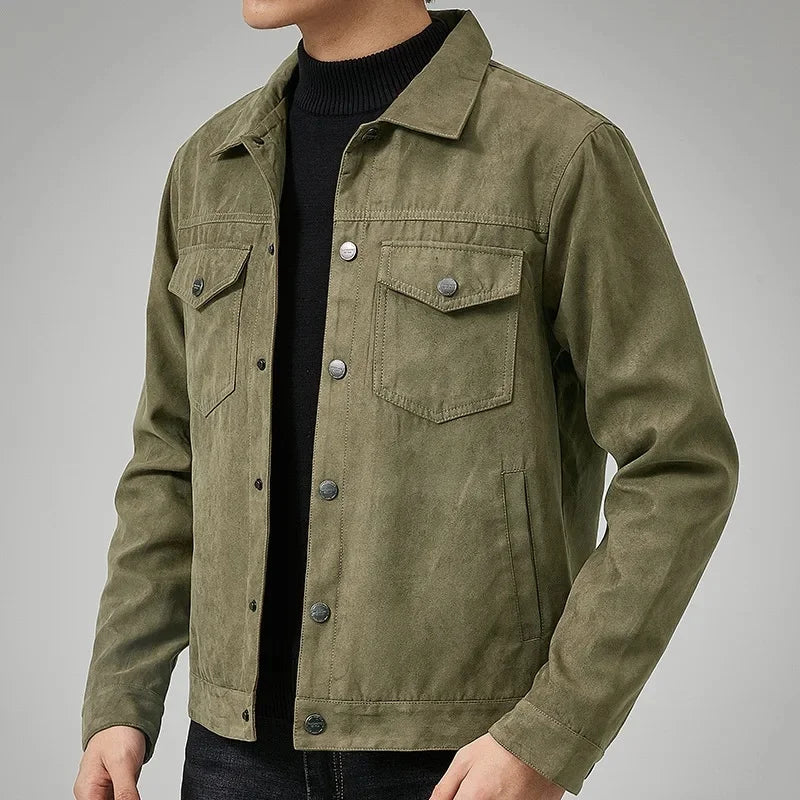 Men's Suede Trucker Jacket — Autumn Casual Outerwear