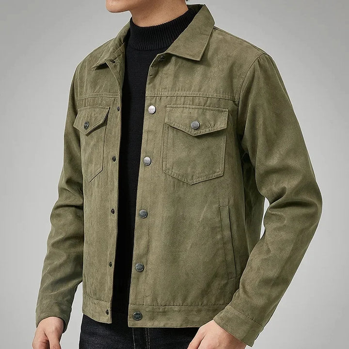 Men's Suede Trucker Jacket — Autumn Casual Outerwear