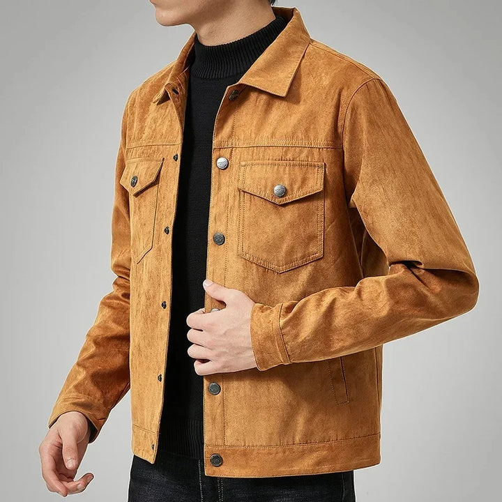 Men's Suede Trucker Jacket — Autumn Casual Outerwear