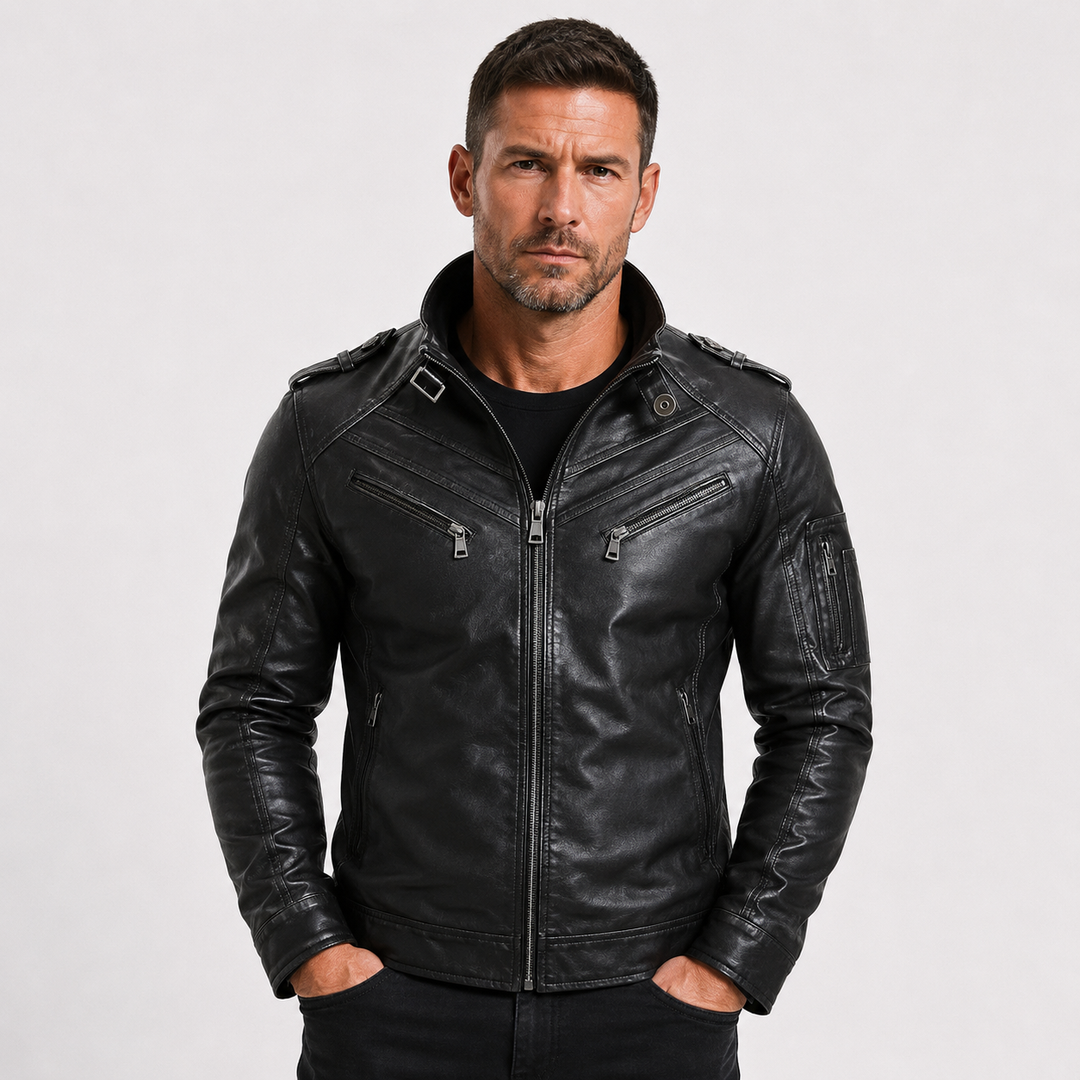 Nicolas Beaumont | Premium Leather Moto Jacket For Men