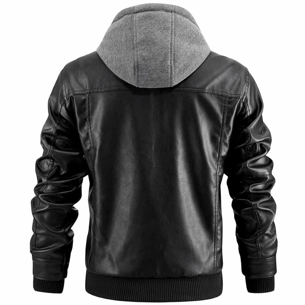 Luca Moretti | Premium Hooded Leather Jacket For Men