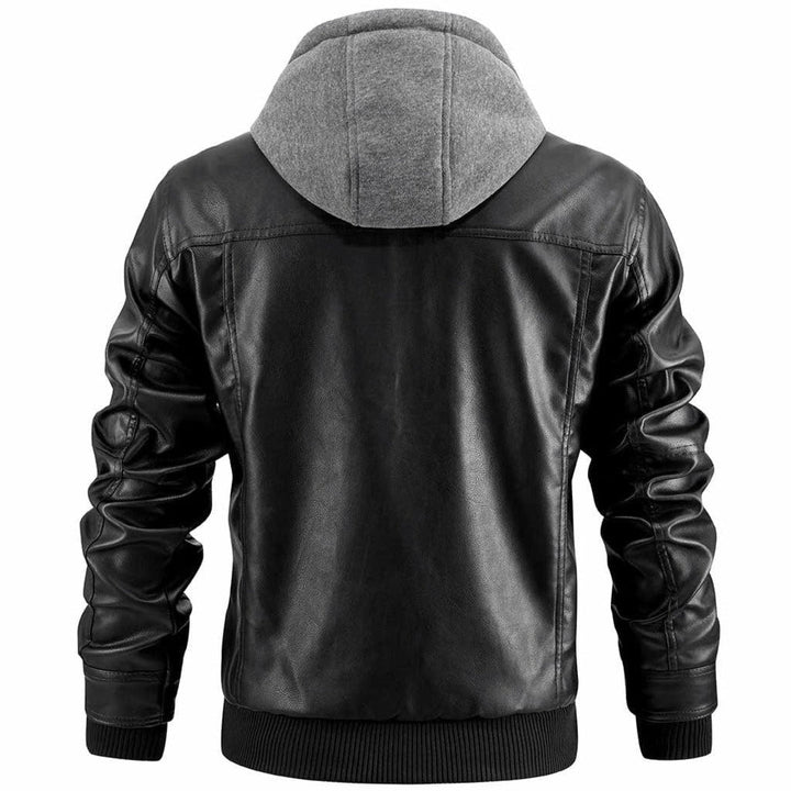 Luca Moretti | Premium Hooded Leather Jacket For Men