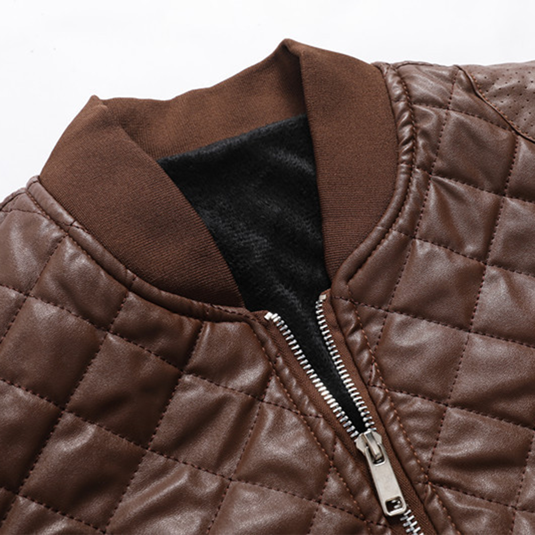 Luca Moretti | Quilted Leather Jacket For Men