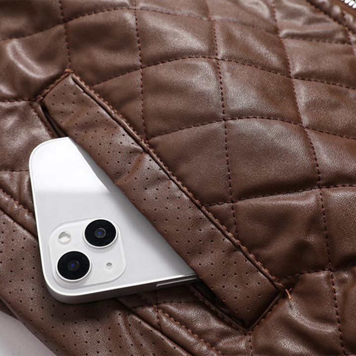 Luca Moretti | Quilted Leather Jacket For Men