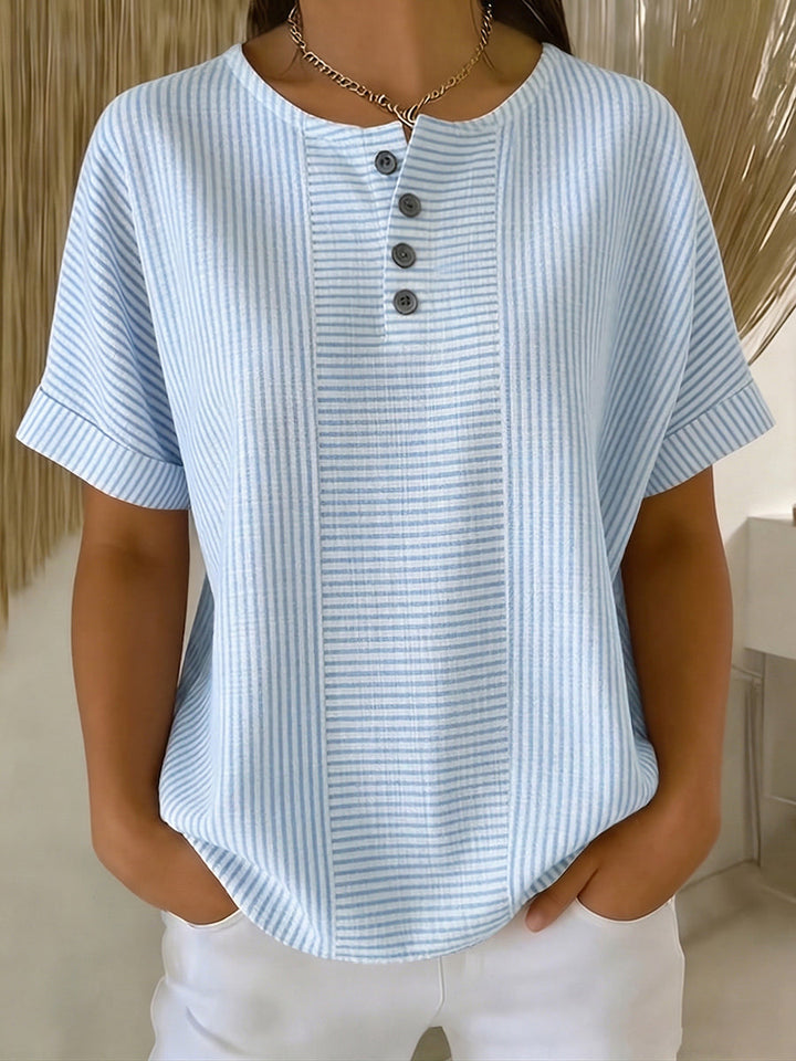 Capri Stripe Henley Blouse